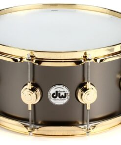 DW Collector's Series Black Satin Over Brass with Gold Hardware 6.5x14 Snare Drum