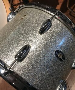 Slingerland Vintage 9 x 13 Silver Sparkle Tom 70's Niles 11 Slingerland Niles Vintage 9 x 13 Tom in Silver Sparkle Showing Badge and Holes for Missing Internal Tone Control