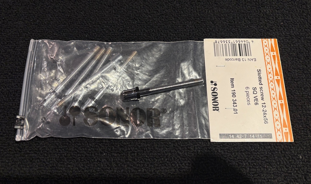 Sonor Parts 6 Slotted Tuning Rods 12-24 56mm 190 343 01 1 Sonor Slotted Tuning Rod Chrome 56mm