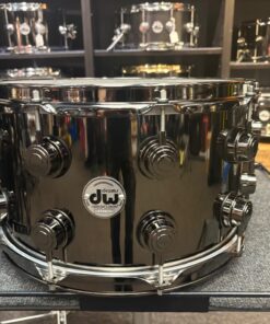 DW Used Eight by Fourteen Snare Drum Black Nickel Over Brass with Black Nickel Hardware