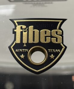 Fibes Used Austin Crystalite Five by Thirteen Inch Clear Acrylic Snare Drum Badge Close