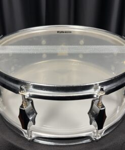 Fibes Used Austin Crystalite Five by Thirteen Inch Clear Acrylic Snare Drum Snare Side