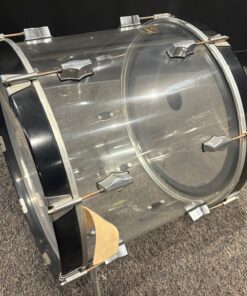 Fibes Used Austin Crystalite Twenty Inch Bass Drum Clear Acrylic Left Side