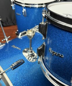 Rogers Vintage Blue Sparkle Holiday Three Piece Drum Set Close