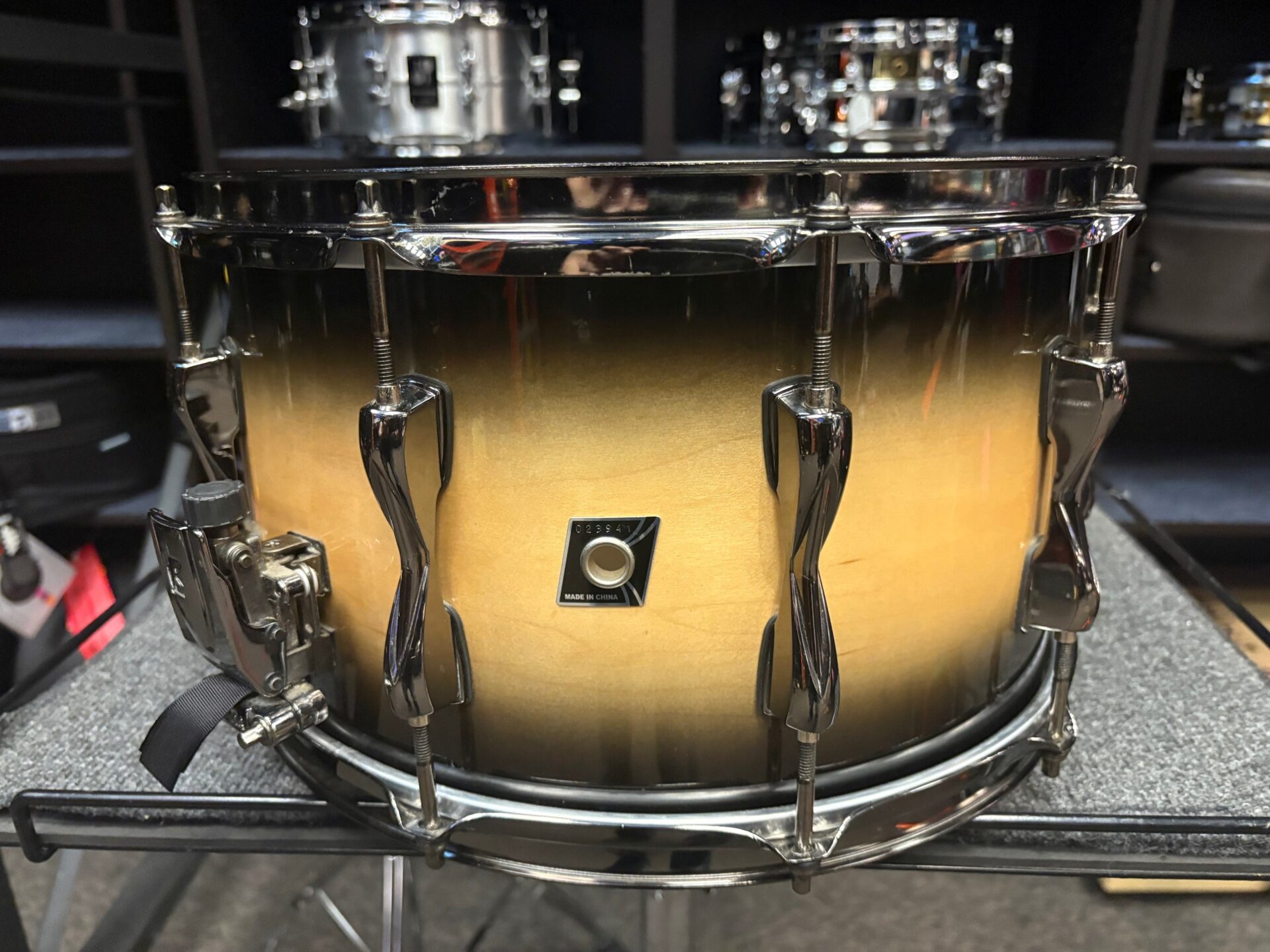 Tama Used Drums Artwood Ltd. Maple 8x14 Snare Drum Desert Burst 1 Tama Used Artwood Limited Snare Drum Eight by Fourteen Inch Dark Desert Burst With Bag