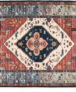 Ahead Armor Tribal Persian Drum Rug Non-Skid Mat 78in. by 64in. Black and Red