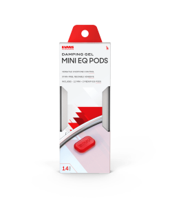 Evans EQ Pods Mini 14 piece dampener pack with tin Shown in Package
