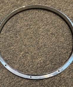 Used Signia 14 in. 10 lug Die-Cast Aluminum Snare Batter Hoop Chrome Top View