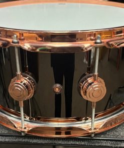 DW Collectors 6514 Snare Drum Black Nickel Brass with Copper Hardware Back Side