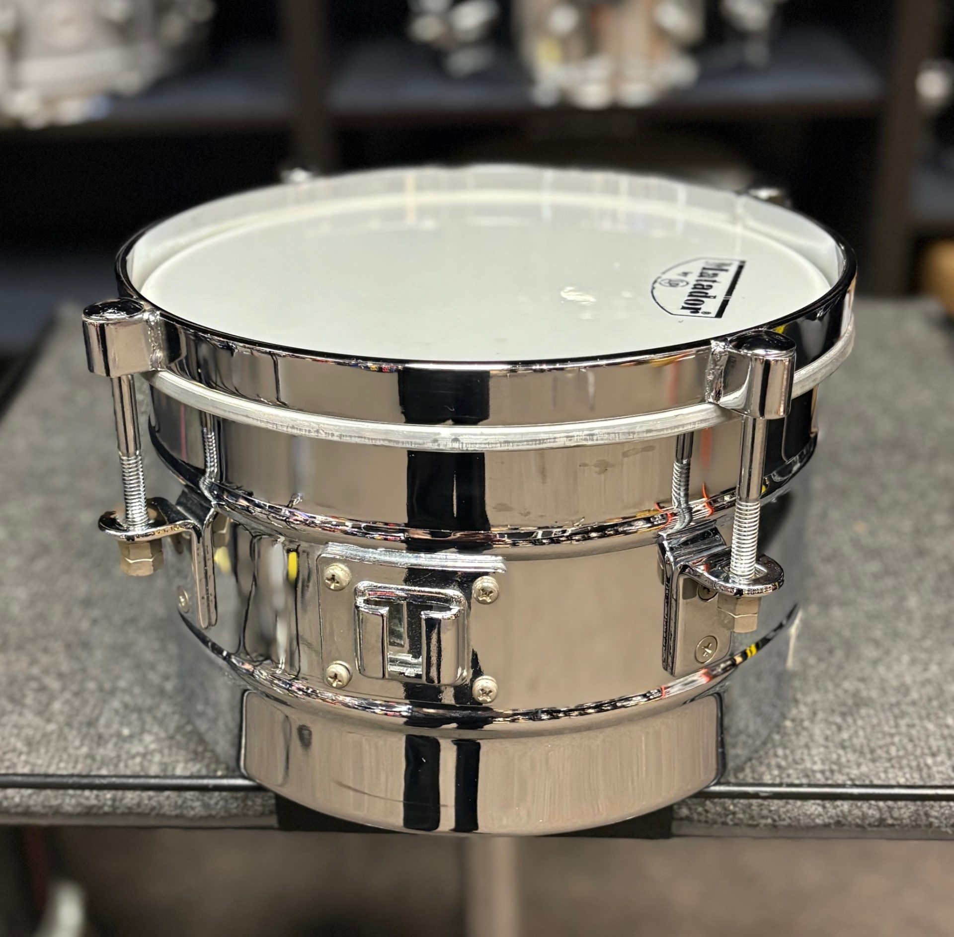 LP Used Timbale Matador Steel 10 in. Timbalito Chrome 3 LP Matador Steel Timbale 10 inch Timbalito Chrome Bracket