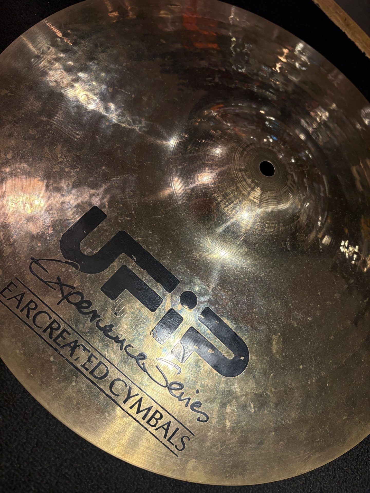 UFIP Used 17 in. Experience Crash Cymbal 1375g 2 UFIP Used Experience 17 Inch Crash Cymbal Bell and Logo