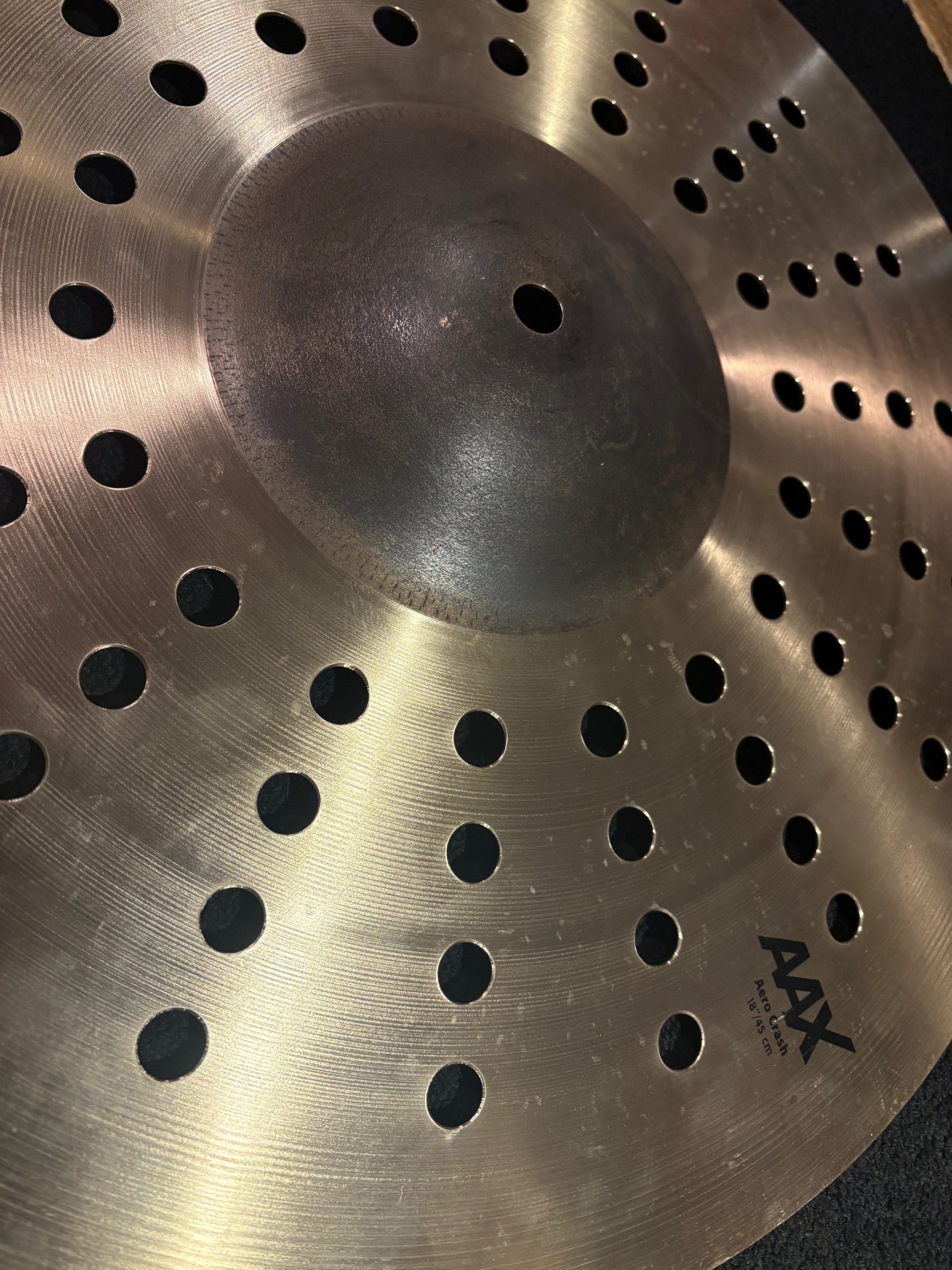 Sabian Used 18 in. AAX Aero Crash Effects Cymbal 1489g 2 Sabian Used 18 Inch AAX Aero Crash Effects Cymbal Bell and Logo