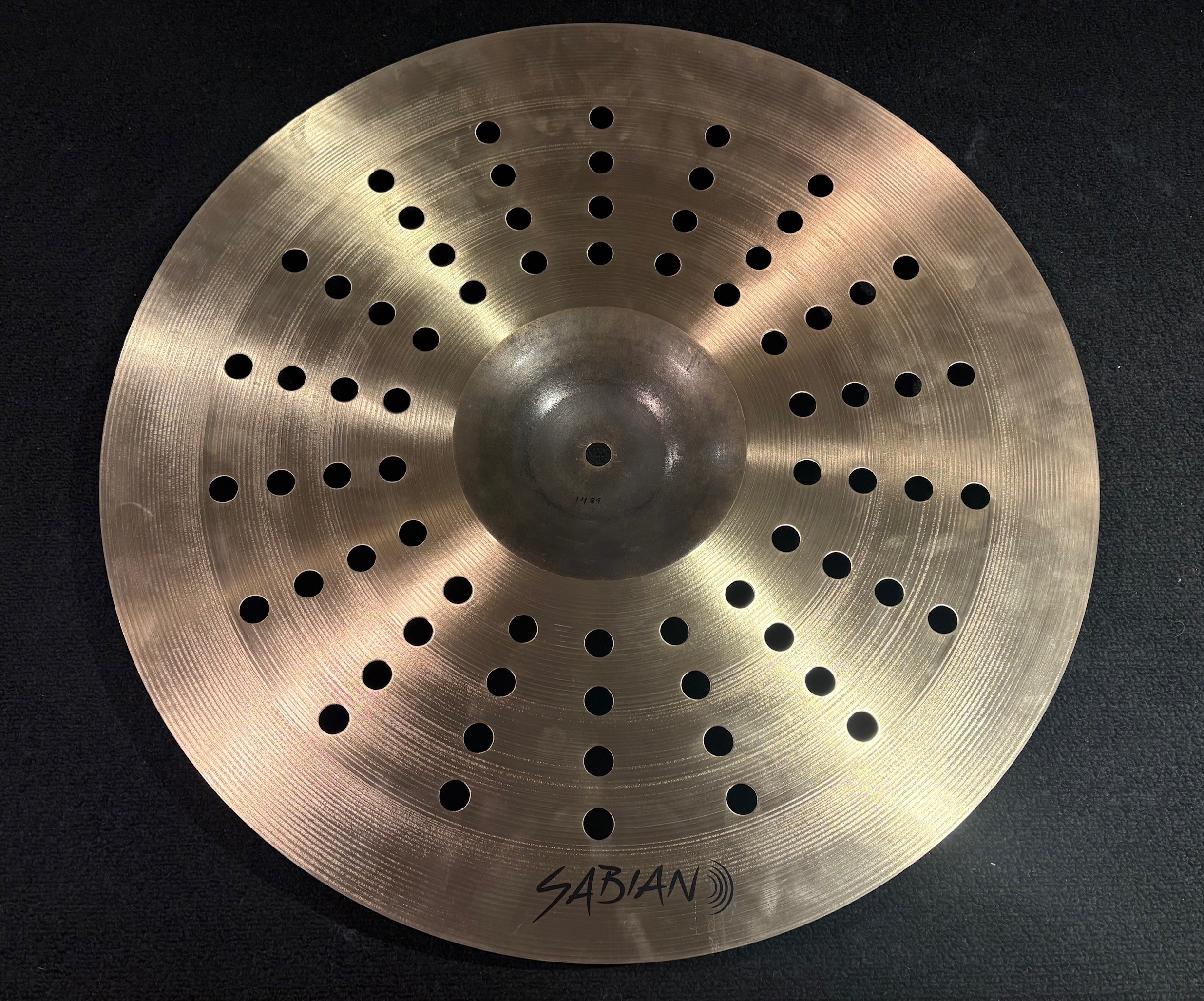 Sabian Used 18 in. AAX Aero Crash Effects Cymbal 1489g 3 Sabian Used 18 Inch AAX Aero Crash Effects Cymbal Underside