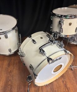 Ludwig Used 3 Piece White Glass Glitter Classic Maple Kit Elevated View