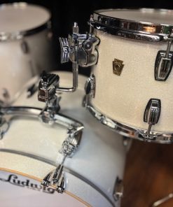 Ludwig Used 3 Piece White Glass Glitter Classic Maple Kit Tom Close