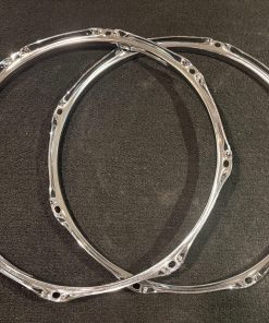 Cannon Parts Chrome Over Brass Pair of 13 in. 8 Ear 2.3mm Snare Drum Hoops 5 Cannon Parts 13 inch 8 Ear COB Snare Hoop Top and Bottom Undersides