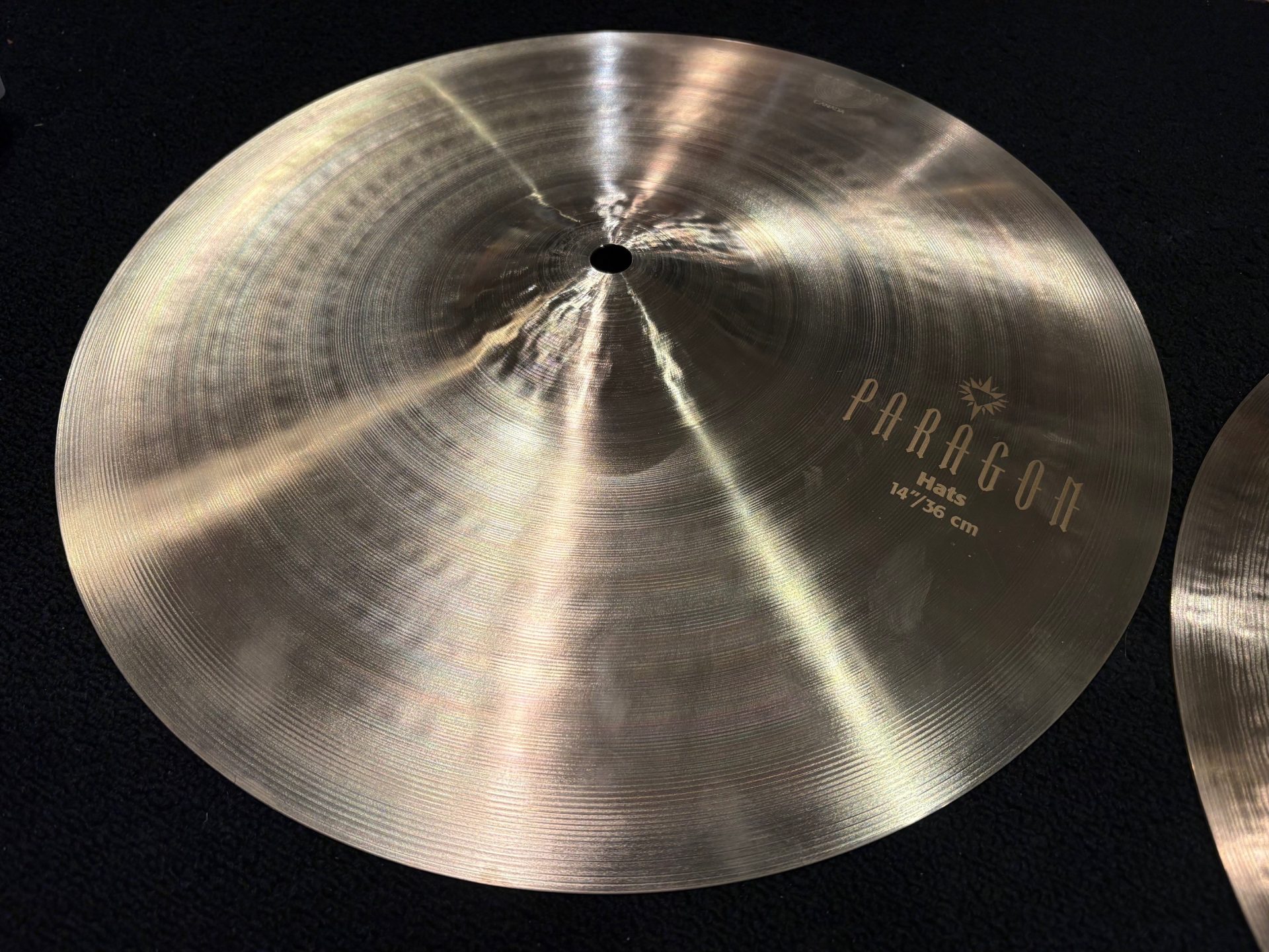 Sabian Neil Peart Paragon 14 in. Hi Hat Pair Trad Finish 1011g T 1451g B 2 Sabian demo Neil Peart Paragon 14 Inch Hi Hat Pair Traditional Finish Top Hat