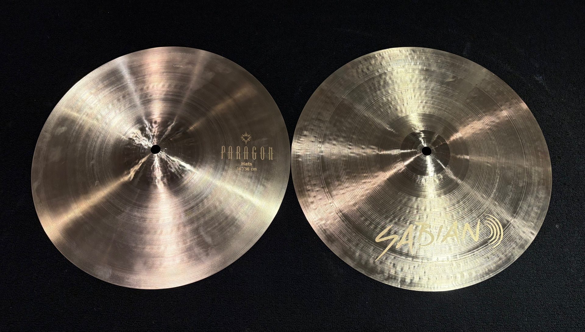Sabian Neil Peart Paragon 14 in. Hi Hat Pair Trad Finish 1011g T 1451g B 1 Sabian demo Neil Peart Paragon 14 Inch Hi Hat Pair Traditional Finish